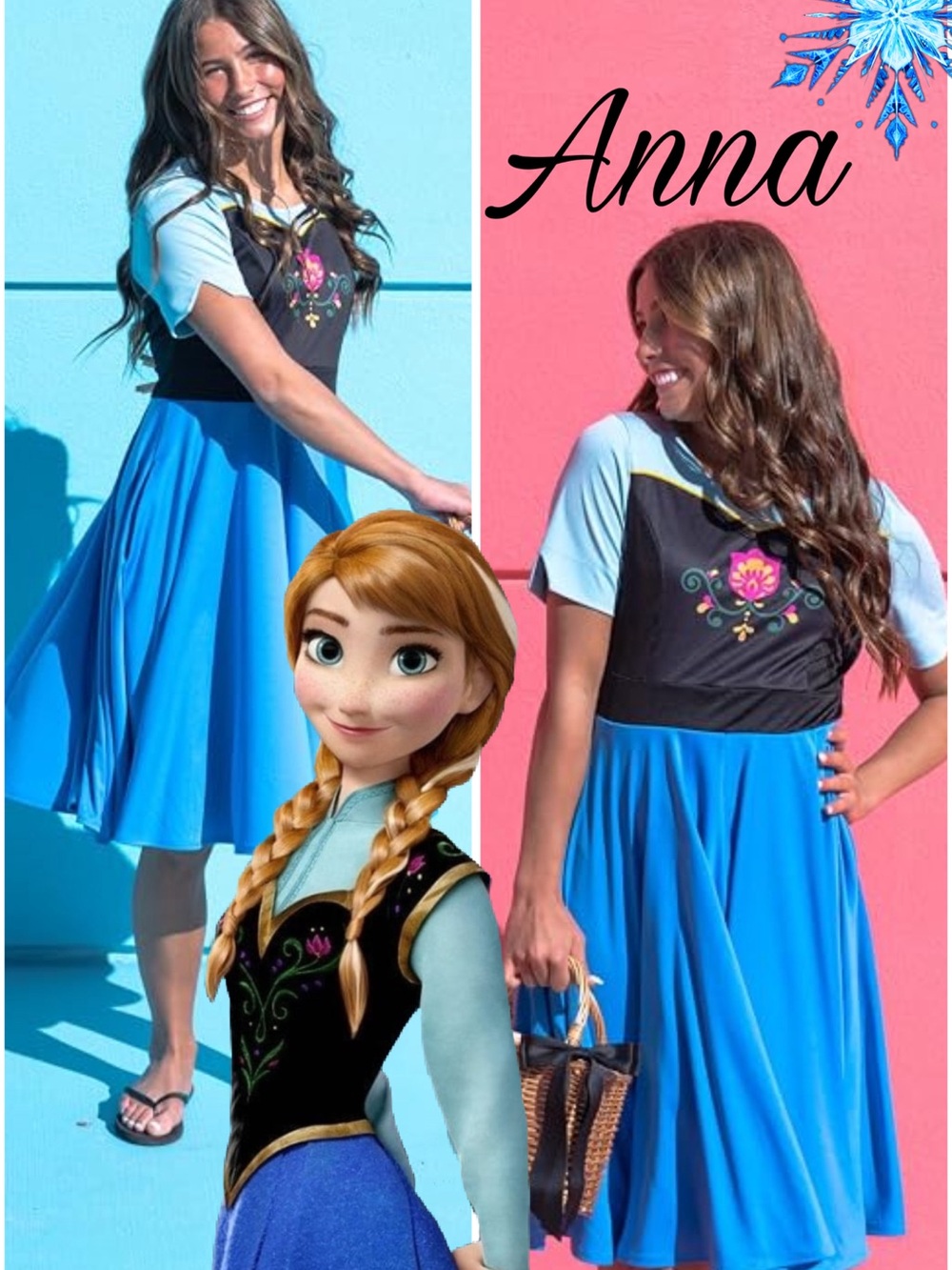 LOWEST PRICE! Anna-Inspired Blue Midi TWIRL Dress from Frozen